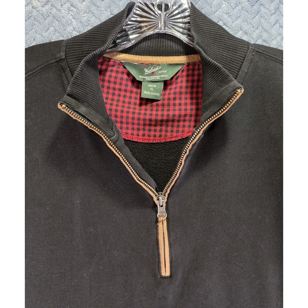 Woolrich Mens Gray 1/4‎ Zip Pullover Elbow Patch Mock Neck Sweatshirt Mens XL